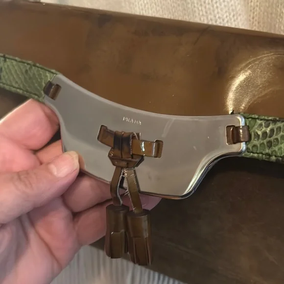 Prada Brown and Green Suede Women's Bag - Picture 4 of 10